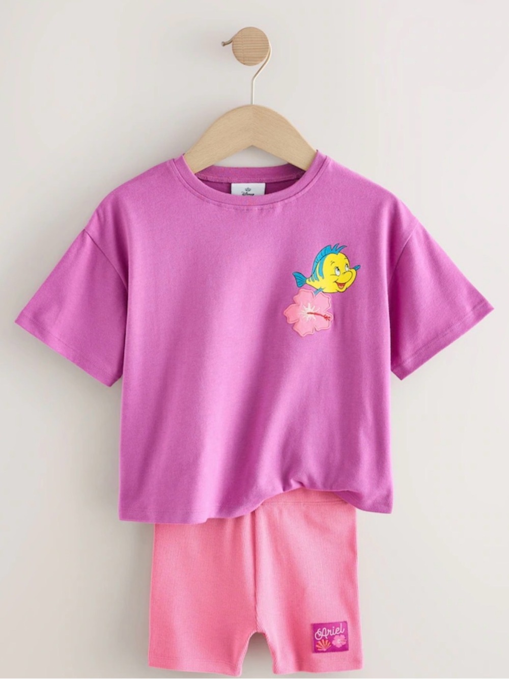 Next Purple Disney Little Mermaid Short Sleeve T-Shirt Rib Cycle Shorts Set 3-4y